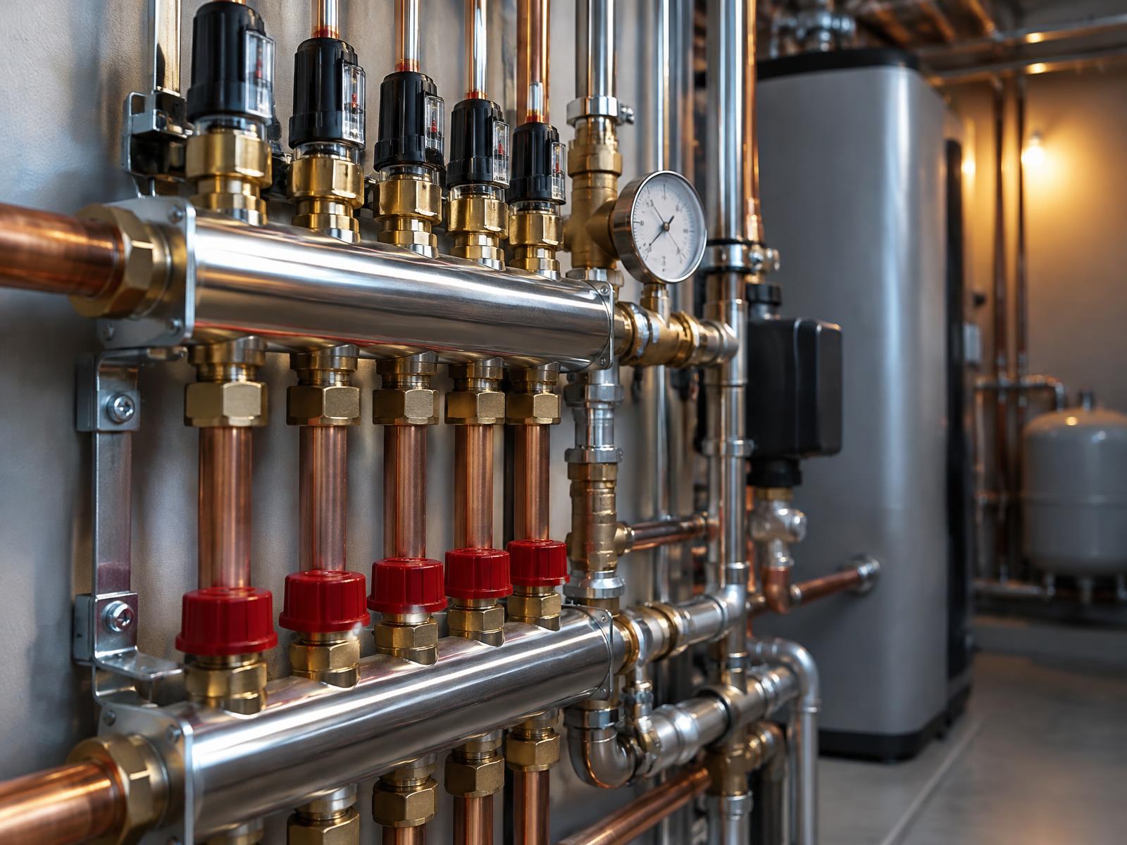 Hydronic heating manifold with copper and stainless pipe